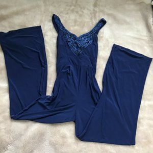 JFW Jumpsuit Blue Strap Sleeveless  wide leg embellished yoke